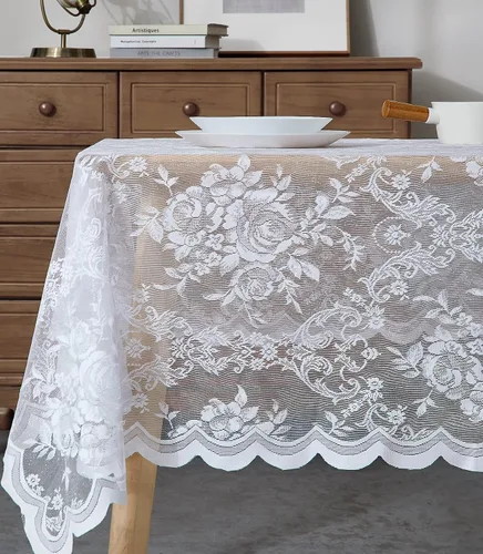 Vista 9 de Warm Home Designs Mantel redondo de 36 pulgadas con diseño de rosa inglesa para mesa auxiliar. LTC negro 36 pulgadas