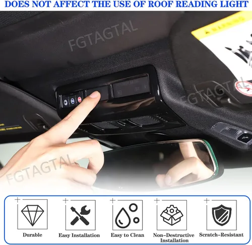 Vista 4 de Cubierta de lámpara de lectura de techo compatible con Chevrolet Corvette C8 2020-2024, cubierta de luz de lectura superior ABS, decoración de marco