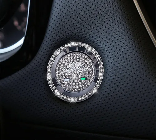 Vista 6 de Emblema brillante para el botón del interruptor de arranque del motor, accesorio de botón de arranque del motor con un solo clic compatible con 1