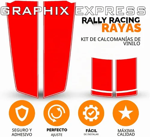 Vista 2 de GRAPHIX EXPRESS Camaro Rally Racing Stripes Calcomanía de Vinilo ROJA, Kit de Gráficos de Rayas para Capó, Maletero y Alerón, Calcomanías de Vinilo