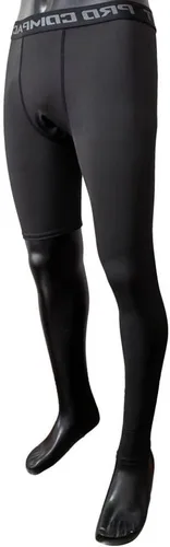 Vista 2 de Medias de compresión de una pierna pantalones largos de baloncesto deportes capa base ropa interior activa apretado Negro-Izquierda-Largo