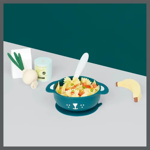 Vista 7 de Babymoov TAST'ISY - Juego de alimentación para bebés, cuenco de succión y cuchara de silicona no tóxica sin BPA (apto para microondas y lavavajillas)