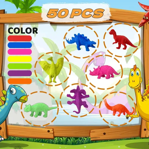 Vista 2 de Dinosaurios que crecen en el agua, paquete de 50, recuerdos envueltos individualmente, juguete de animales expandibles, suministros para fiestas
