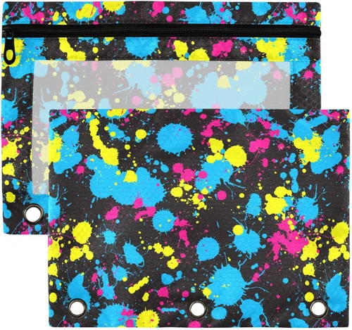 Vista 35 de Estuche para lápices para carpeta de 3 anillos de fútbol americano con cremallera, bolsas de cosméticos transparentes para oficina, universidad
