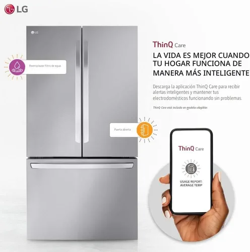 Vista 8 de LG LRFLC2706S Refrigerador inteligente con puerta francesa de 27 pies cúbicos en acero inoxidable