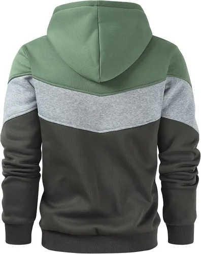 Vista 3 de Gesean Sudadera con capucha, de manga larga, para hombre, diseño de bloque de color, estilo informal, con bolsillo