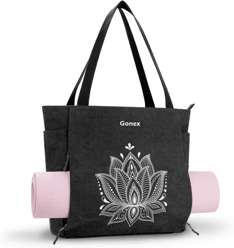 Vista 11 de Gonex Bolsa para Esterilla de Yoga, Bolsa Grande con Múltiples Bolsillos para Mujeres y Hombres, Portador de Esterilla de Lona, Cremallera Completa