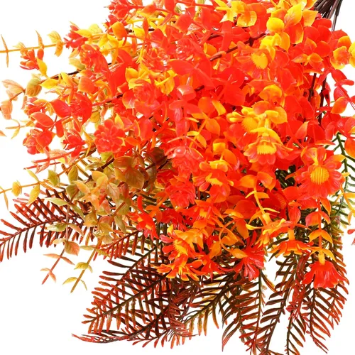 Vista 5 de Geosar 24 paquetes de flores artificiales de otoño para exteriores, resistentes a los rayos UV, flores amarillas y naranjas, flores falsas