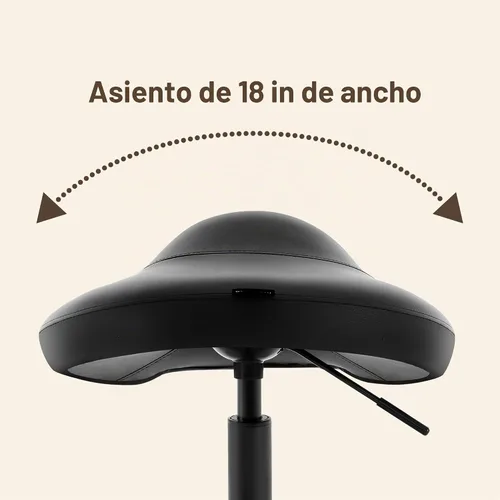 Vista 8 de Taburete grande giratorio neumático resistente con asiento extra ancho para clínica higiénica, spa, masaje, hogar y oficina, 505 KIMO (negro)