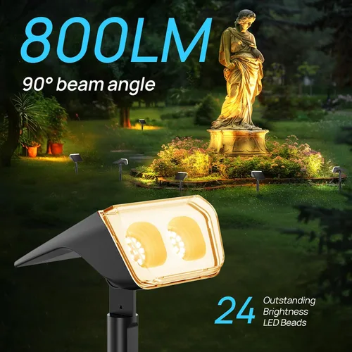 Vista 5 de Consciot Focos solares impermeables para exteriores, 24 LED del anochecer al amanecer, luces de pared ajustables 2 en 1, focos solares de paisaje