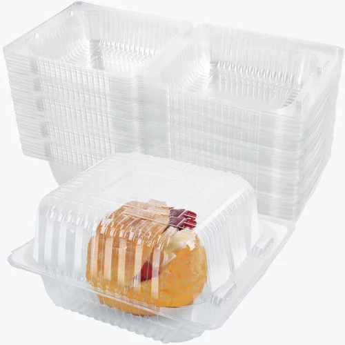Vista 8 de 100 Piezas Recipientes de Plástico Transparente para Llevar, Recipiente Desechable Tipo Almeja para Postres con Tapa, para Ensaladas, Pasta