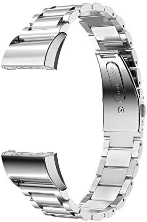 Vista 2 de Correa de repuesto Oitom de acero inoxidable, para Fitbit Charge 2, de calidad superior, para reloj inteligente, Plateado