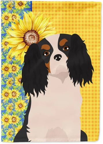 Vista 235 de Caroline's Treasures WDK5313GF Bandera de jardín con diseño de girasoles de verano, color negro y tostado, Airedale Terrier para buzón, bandera