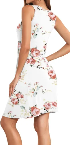 Vista 2 de Akihoo Vestidos de verano para mujer, casual, sin mangas, midi, plisados, lisos, estilo tanque