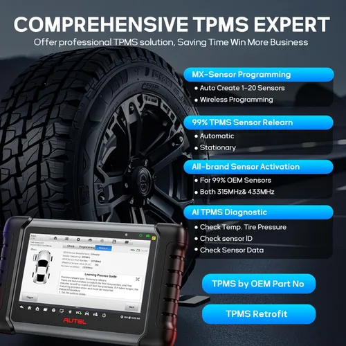 Vista 3 de Autel MaxiCOM MK808Z-TS TPMS Escáner OBD2 bidireccional y programación All System Diagnostic Scan Tool, MX Sensor Programmer, 3000+ Tests, 28+