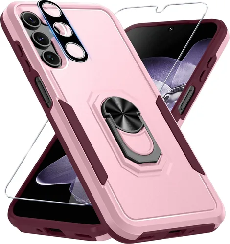 Vista 33 de Janmitta Funda compatible con Samsung Galaxy A14 5G con protector de pantalla + protector de lente de cámara, funda resistente de servicio pesado