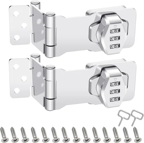 Vista 7 de 1 paquete de cerraduras rotativas con contraseña, plegable de acero inoxidable sólido 304, cerradura de cajón de escritorio, para cajones de 90