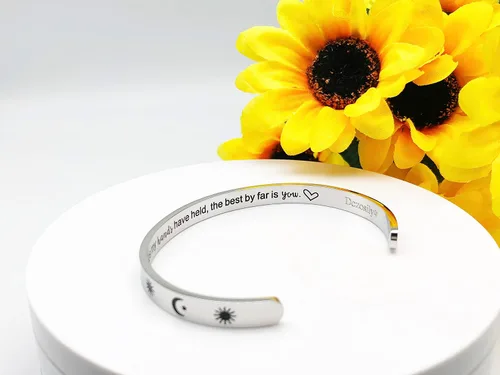 Vista 356 de Pulseras inspiradoras para mujer, joyería de acero inoxidable, con refranes, pulsera motivacional con mensaje oculto, pulseras grabadas para mejor