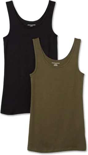 Vista 33 de Amazon Essentials Camisetas sin mangas ajustadas y acanaladas con cuello redondo para mujer, paquete de 2 Gris claro jaspeado/rosa claro