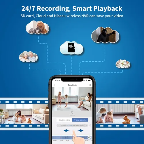 Vista 9 de Hiseeu Cámara de seguridad inalámbrica Pro de 5 MP para exteriores, seguridad del hogar, visión nocturna a color, WiFi de 2.4 GHz y 5 GHz, tarjeta