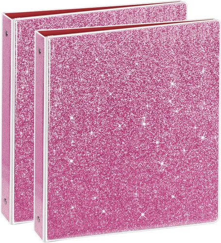 Vista 9 de NatureTouch Carpeta de 3 anillas, organizador con purpurina de 1 pulgada (10.5'' x 11.5'') con capacidad para 300 páginas tamaño carta de 8.5'' x