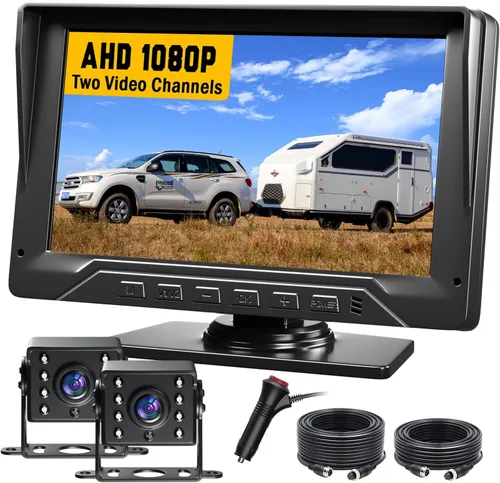 Vista 8 de Sistema de cámara de respaldo para RV, cámara de respaldo con cable de 7 pulgadas para camión, remolque, cámper, cámara de visión trasera HD 1080P