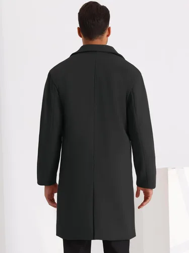 Vista 3 de Lars Amadeus Abrigo largo con solapa de muesca para hombre, abrigo clásico de doble botonadura de color sólido