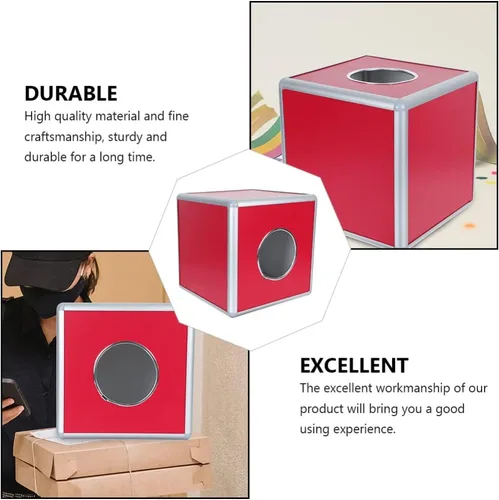 Vista 3 de Cabilock Caja de juego Lucky Ball: contenedor de almacenamiento cuadrado de metal para donación, urna opaca para votos, consejos de sugerencia