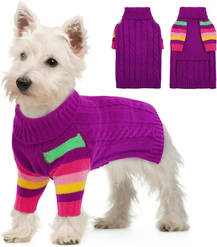Vista 33 de Suéter XS para perro, suéter de cuello alto con manga para Yorkie Azul
