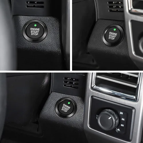 Vista 6 de TOMALL Cubierta de botón de arranque y parada del motor de aluminio Compatible con Ford F-150 2016-2021 Tapa de botón de encendido del motor