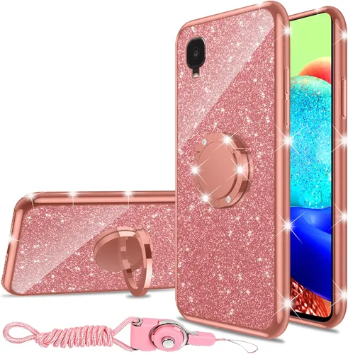 Vista 33 de nancheng Funda de teléfono para TCL A3X (A600DL), funda para Alcatel TCL A3X niñas y mujeres, bonita funda de silicona transparente con purpurina