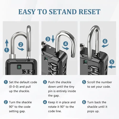 Vista 7 de Joyway Cerraduras de equipaje aprobadas por la TSA, cerradura de viaje con cuerpo de aleación de zinc, alerta abierta, diales de fácil lectura