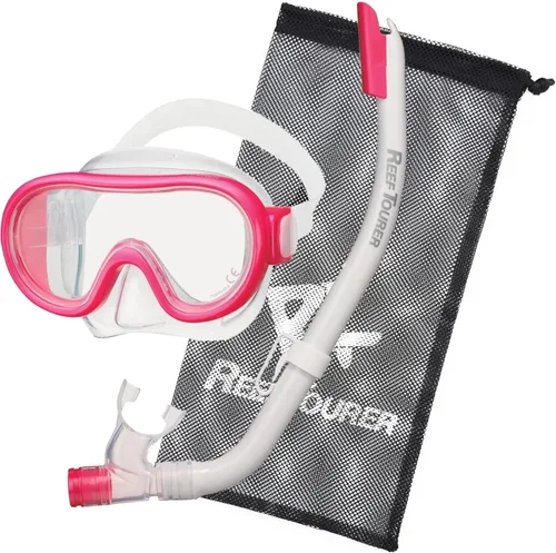 Vista 8 de Reef Tourer RC0203 - Juego combinado de máscara y esnórquel para jóvenes, parte superior semiseca, válvula de purga, lente de vidrio templado