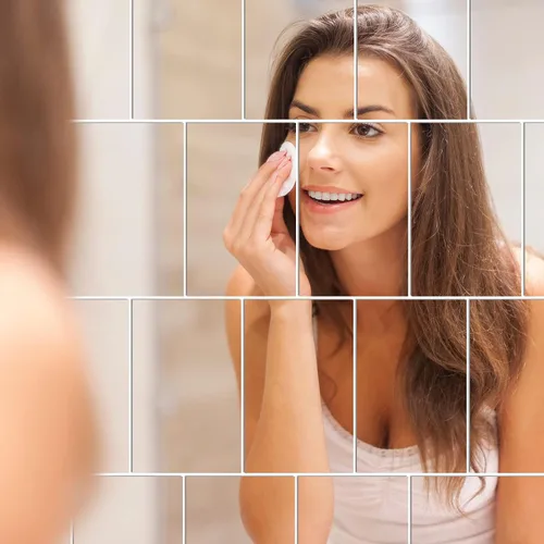 Vista 7 de Tenare 12 piezas de azulejos acrílicos autoadhesivos para espejo de pared, hojas flexibles de espejo pequeño, sin vidrio, irrompibles para baño