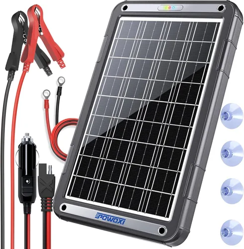 Vista 10 de POWOXI Cargador de Mantenimiento Solar Magnético de 10W 12V para Batería por Goteo, Controlador de Carga Inteligente MPPT Integrado, Cargador Solar