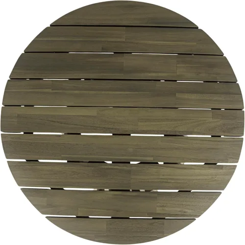Vista 4 de Merax - Mesa de café redonda de madera de acacia para patio al aire libre, para jardín, balcón, acabado gris