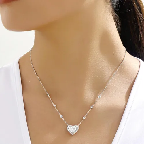 Vista 8 de Heart Pendant Necklace Earring Set for Women with Gift Box CZ Jewelry
