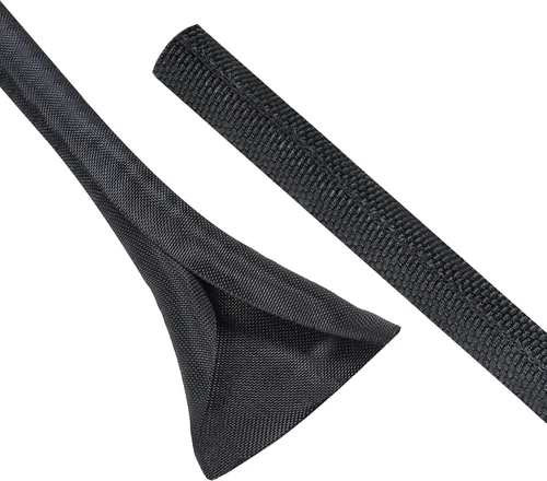 Vista 14 de Cable trenzado dividido negro de 1/2 pulgadas -12 pies de mangas de gestión Flexible Woven Braided Cover Self-Wrapping Wire Loom Cord Protector