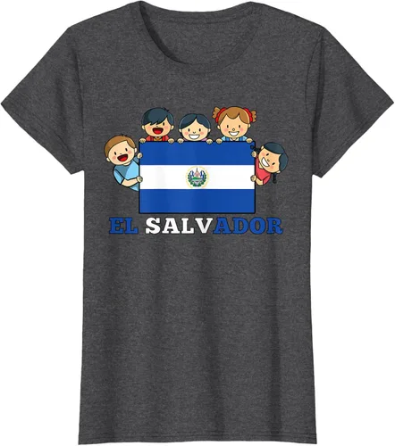 Vista 7 de Camiseta salvadoreña del Mes de la Herencia Hispana con la bandera de El Salvador para niños, Negro