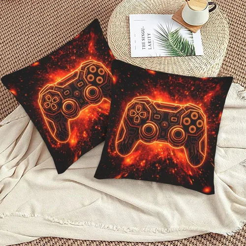 Vista 6 de Perinsto Juego de 2 fundas de almohada decorativas para sofá, cama, decoración del hogar, 16 x 16 pulgadas