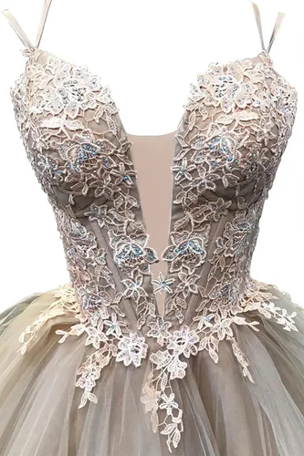 Vista 3 de JAEDEN Vestido de graduación para adolescentes 2025 corto - Vestidos DAMA para quinceañera de tul vestidos de fiesta de regreso a casa con encaje