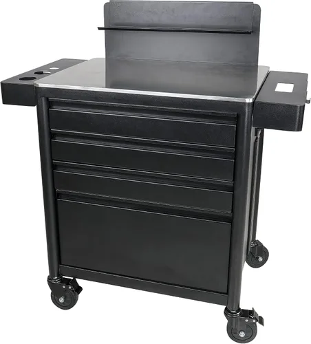 Vista 3 de TATARTIST Carrito de salón con ruedas, estación de trabajo de tatuaje, mesa de almacenamiento, cajones de salón, carrito rodante, gabinete de spa