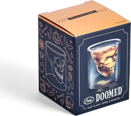 Vista 9 de Vaso de chupito de vidrio en forma de calavera Fred & Friends., DOOMED calavera de cristal, N/A, DOOMED