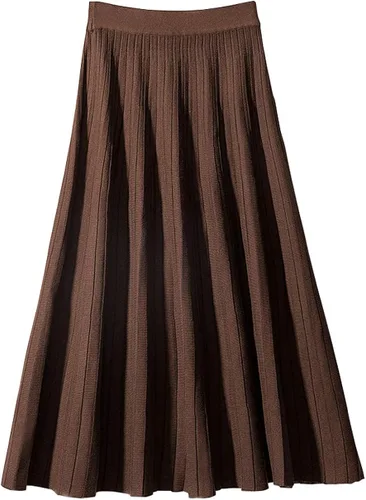 Vista 3 de CHARTOU Falda midi plisada con cintura elástica reversible de invierno para mujer