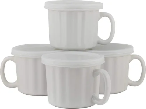 Vista 7 de 10 Strawberry Street Juego de 4 tazas de sopa de 16oz con tapa, turquesa