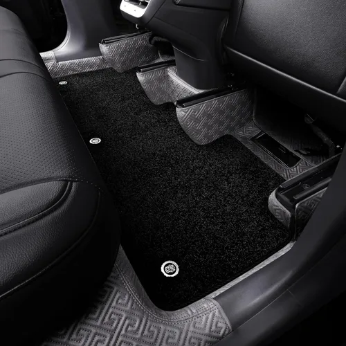Vista 9 de Revestimiento de suelo apto para Tesla Modelo 3 2017-2023, totalmente integrado, personalizado, sin borde, manta para el maletero, 2 capas Negro