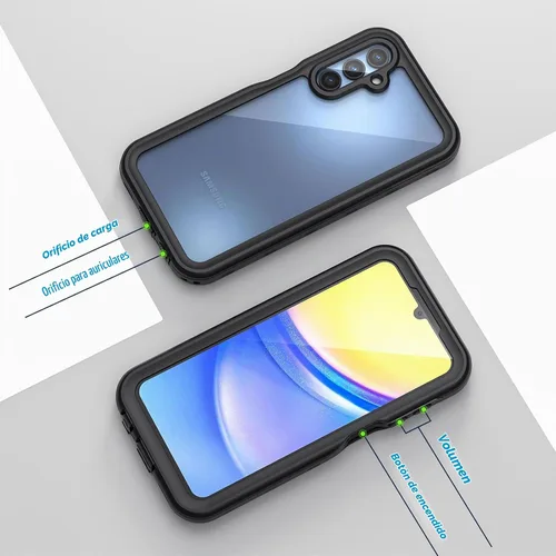 Vista 6 de Lanhiem Funda para teléfono Samsung Galaxy A15 5G, IP68 impermeable a prueba de polvo con protector de pantalla, funda protectora de cuerpo completo