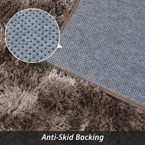Vista 6 de HOMBYS - Alfombra peluda de 9 x 12 pies, alfombra de pelo sintético ultra suave y grande, alfombra antideslizante para dormitorio y sala de estar
