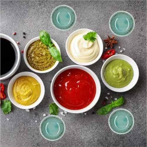 Vista 5 de Plato de cerámica para salsa de soja pequeños, 3 pulgadas, juego de 4 (azul pastel n.º 2)