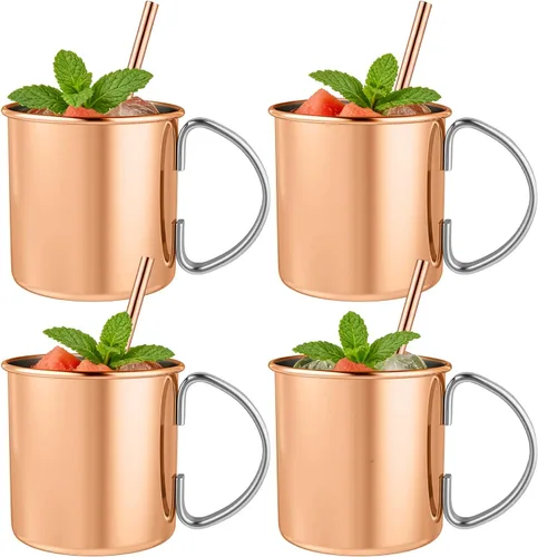 Vista 18 de TJ Moscow Mule - Juego de 2 tazas de mula, taza martillada negra, 17 onzas Negro